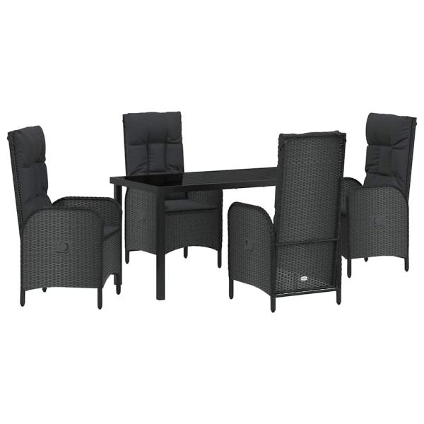 5-teiliges Garten-Essset Schwarz Poly-Rattan