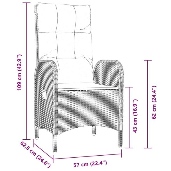 7-teiliges Garten-Essenset Schwarz Poly Rattan