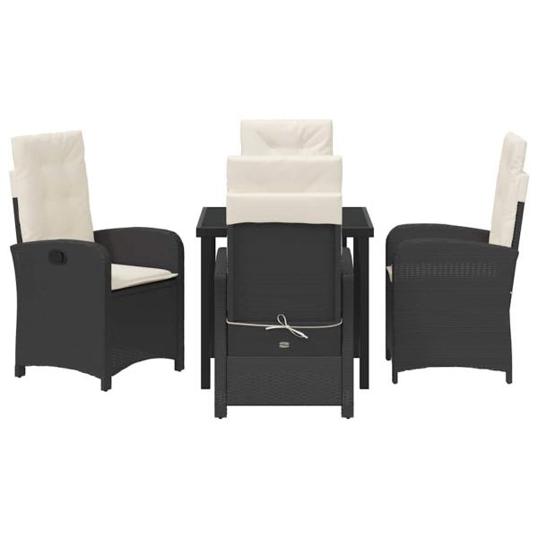 Garten Essgruppe mit Kissen 5 pcs Schwarz Poly-Rattan