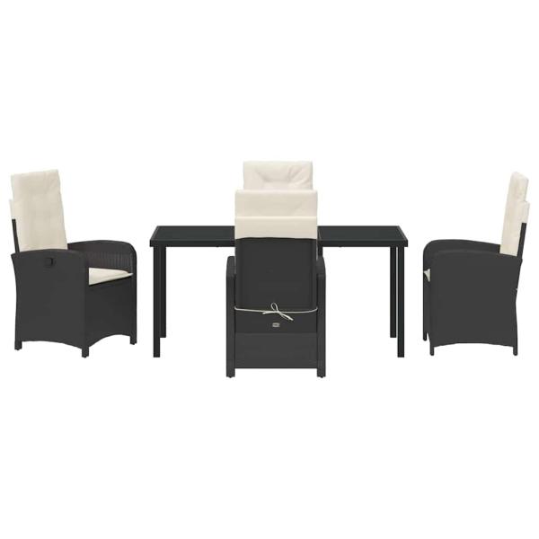 5-teiliges Garten-Dining-Set mit Kissen Schwarz Poly Rattan