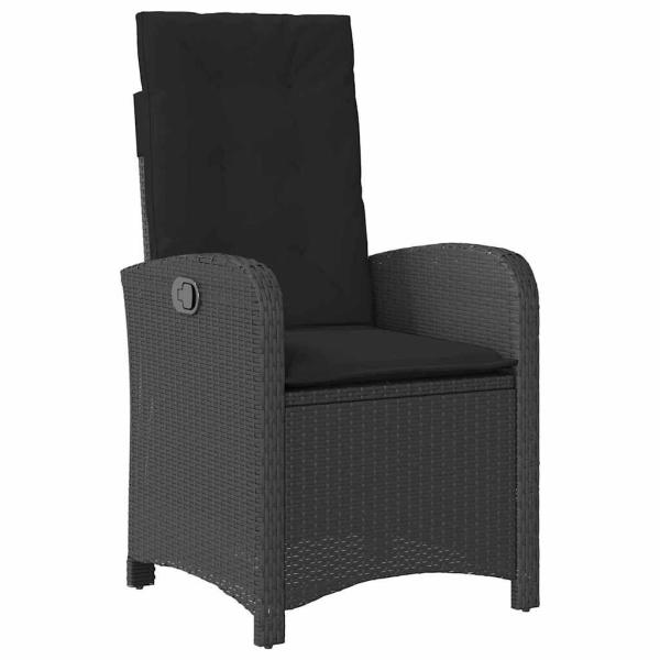 5-teiliges Gartentisch-Set mit Kissen Schwarz Poly-Rattan