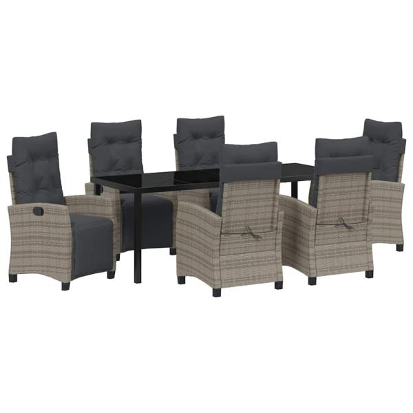 Garten Essgruppe 7 stk. Grau Poly-Rattan