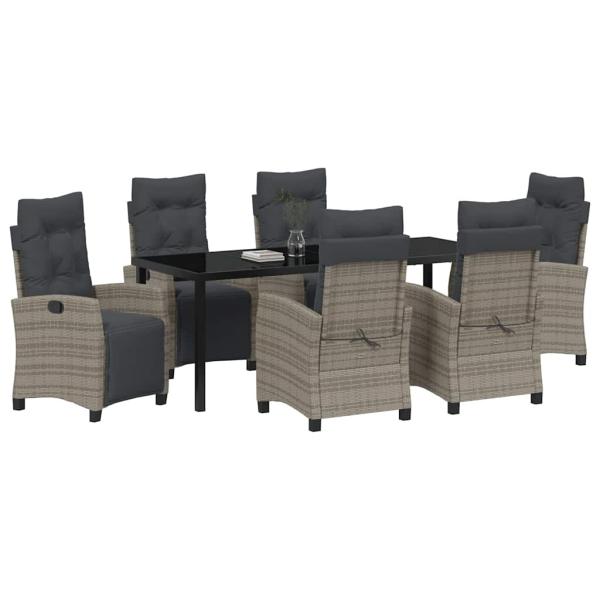 Garten Essgruppe 7 stk. Grau Poly-Rattan