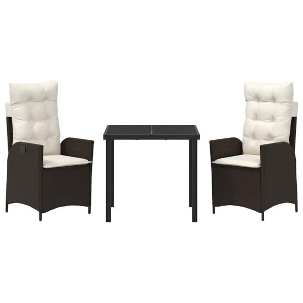   Set aus 2 Braun Braunes Poly Rattan, pulverbeschichteter Stahl