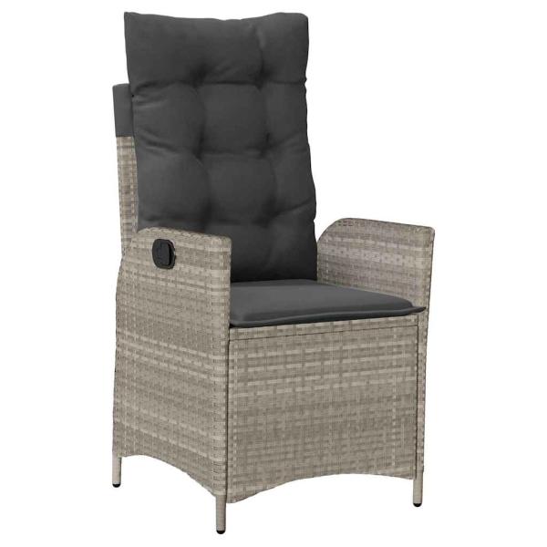 5-teiliges Garten-Dining-Set mit Kissen, Hellgrau, Poly-Rattan