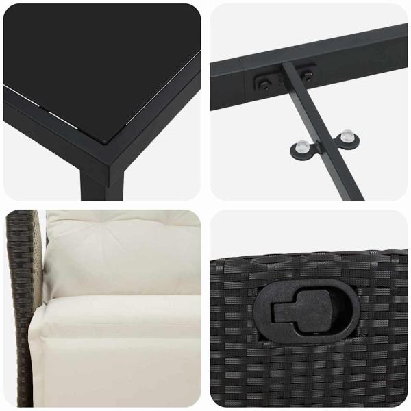 3-teilige Gartentischgruppe Schwarz Poly-Rattan