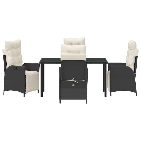 5-teiliges Garten-Ess-Set aus schwarzem Poly-Rattan