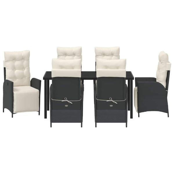 7-teiliges Garten-Esszimmer Set in Schwarz aus Poly-Rattan