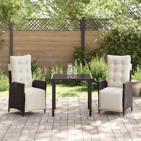 3-teiliges Garten-Esszimmer-Set Braun Poly-Rattan