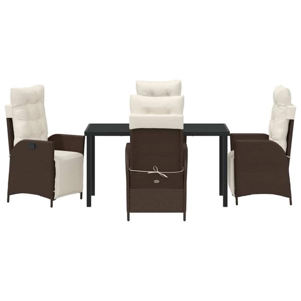 5-teiliges Garten-Dinner-Set aus braunem Poly-Rattan