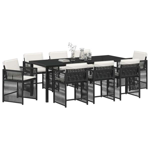 Garten Essgruppe 9 stk. Schwarz Poly-Rattan