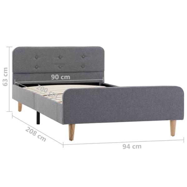 Bettgestell Hellgrau Stoff 90x200 cm