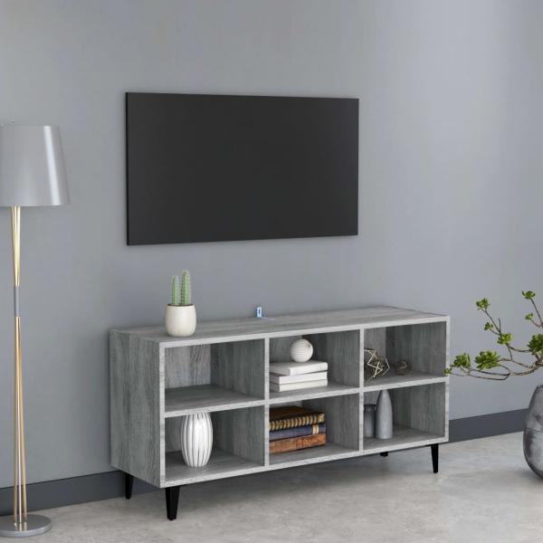 ARDEBO.de - TV-Schrank mit Metallbeinen Grau Sonoma 103,5x30x50 cm
