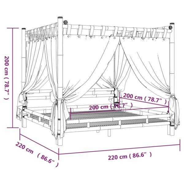 Himmelbett 200x200 cm Bambus