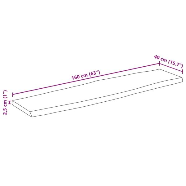 Tischplatte mit Baumkante 160x40x2,5 cm Massivholz Mango