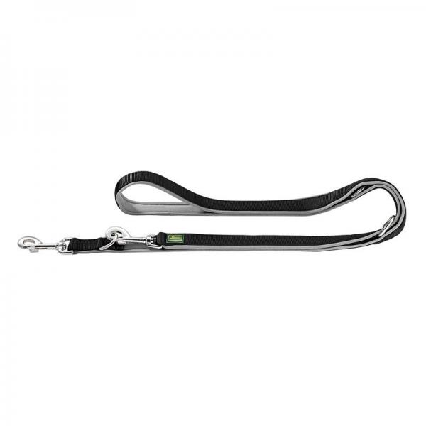 ARDEBO.de Hunter verstellbare Führleine Neopren 15mm/200cm schwarz/grau