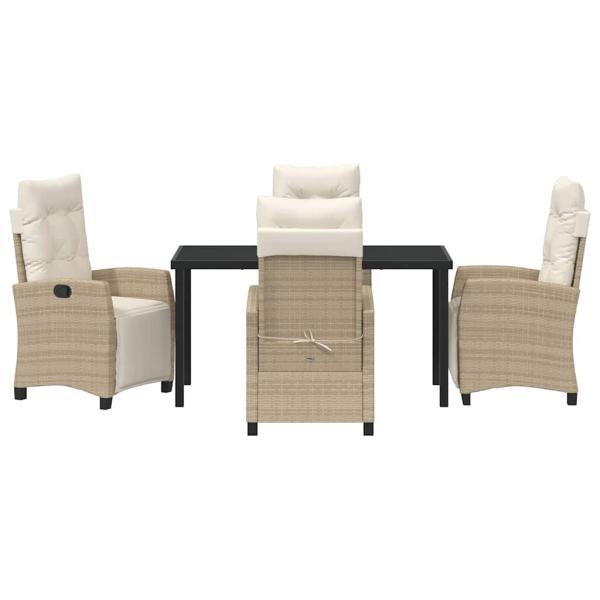 5-teiliges Garten-Esszimmer-Set Sandfarben Poly-Rattan
