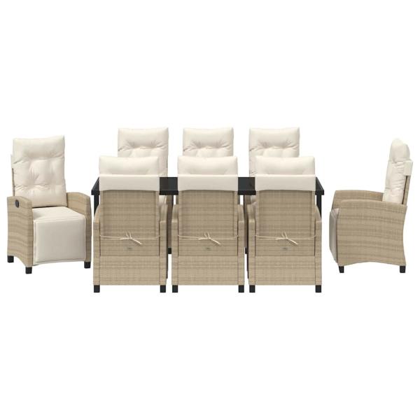9-teiliges Garten-Essset Beige Poly-Rattan