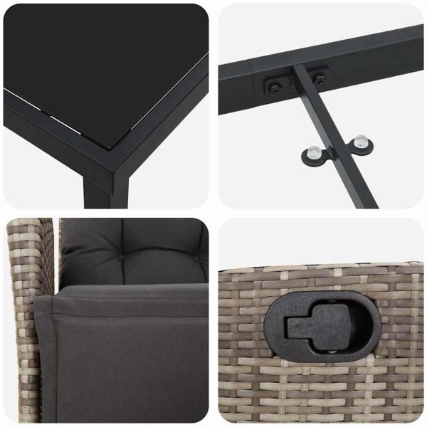 5-teiliges Garten-Ess-Set in Grau aus Poly Rattan