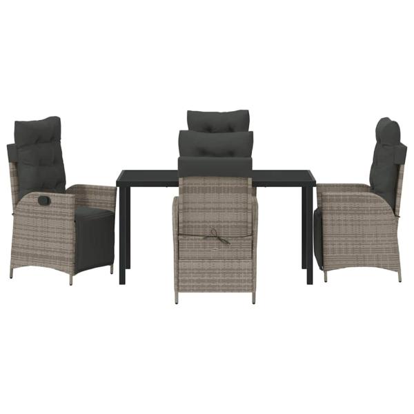 5-teiliges Garten-Essgruppe Grau Poly-Rattan