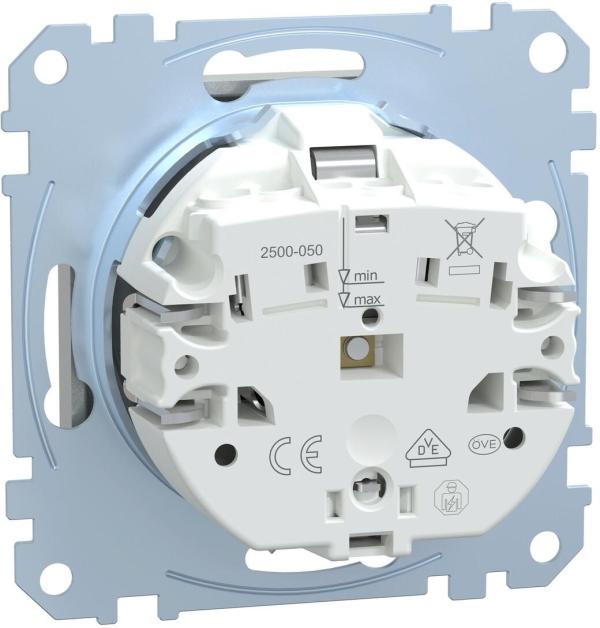 Merten MEG2305-0460 SCHUKO Steckdose mit Überspannungsschutz und Schriftfeld, System M, erhöhter Berührungsschutz, Steckklemmen, aluminium matt