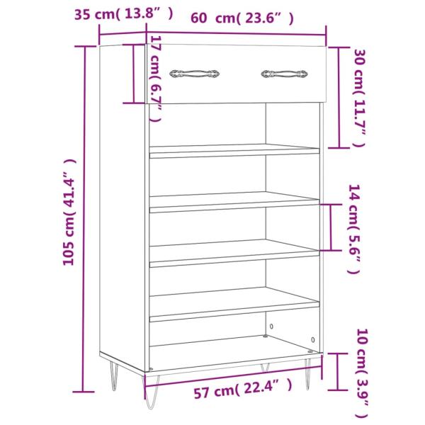 Schuhschrank Sonoma-Eiche 60x35x105 cm Holzwerkstoff
