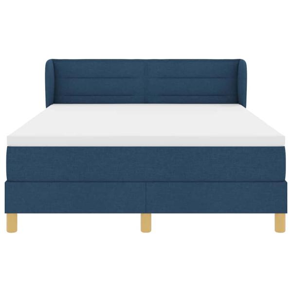 Boxspringbett mit Matratze in Blau, 140x190 cm, Stoff