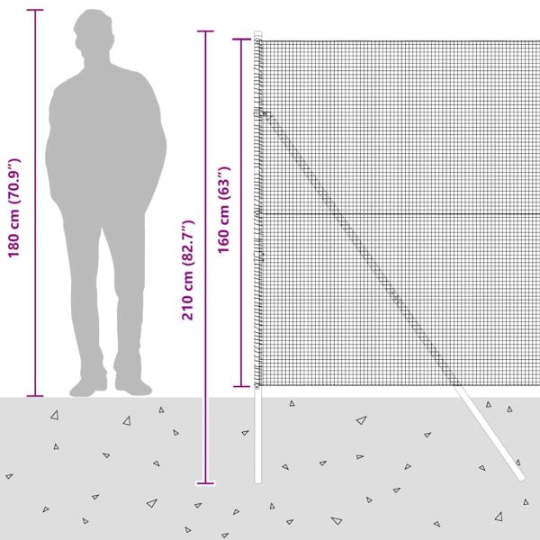 Geschweißter Drahtzaun mit 7 Pfosten Grau 1.6x10 m Stahl