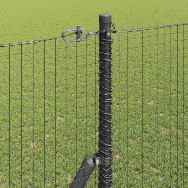 Schweißdrahtzaun mit 7 Pfosten Grau 1,6 x 10 m Stahl