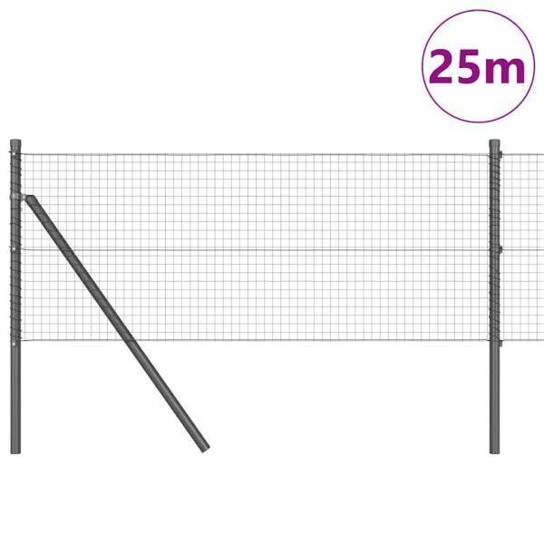 Zaunpfosten Set 2 Stück Grau Stahl 25 x 0.5 m Langlebig