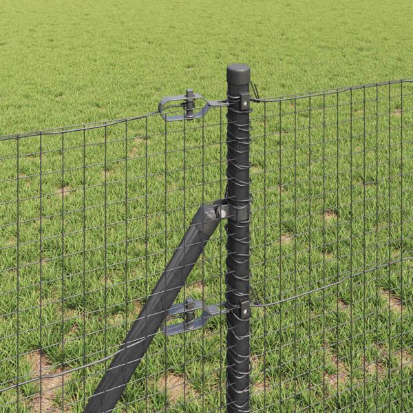 Zaunpfosten Set 2 Stück Grau Stahl 25 x 0.5 m Langlebig