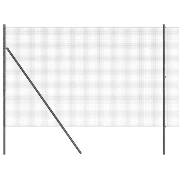 Drahtzaun mit 13 Pfosten Grau 1.6x25 m Stahl