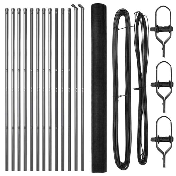 Drahtzaun mit 13 Pfosten Grau 1.6x25 m Stahl