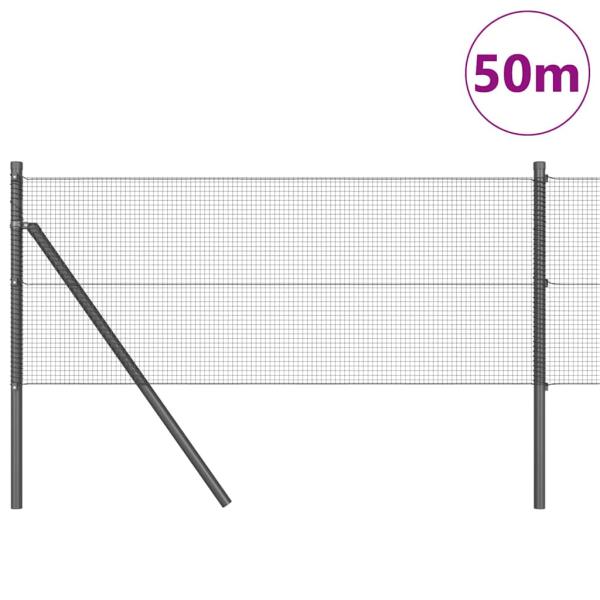 Schweißdrahtzaun mit 13 Pfosten Grau 0.4x50 m Stahl