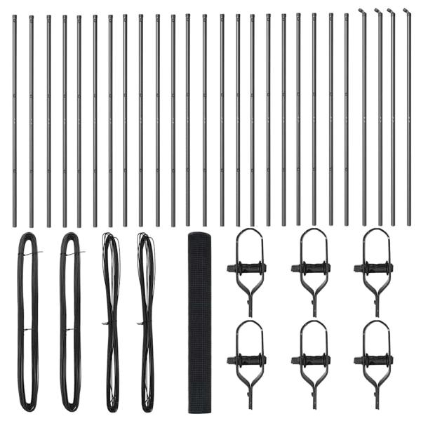 Geschweißter Drahtzaun mit 13 Pfosten Grau 1x50 m Stahl