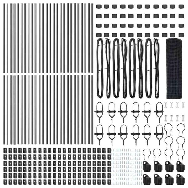 Schweißdrahtzaun mit 13 Pfosten Grau 0.5x100 m Stahl