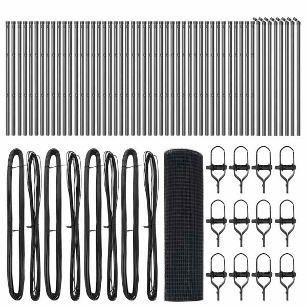 Geschweißter Drahtzaun mit 13 Pfosten Grau 0,6x100 m Stahl