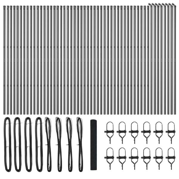 Geschweißter Drahtzaun mit 13 Pfosten Grau 1x100 m Stahl