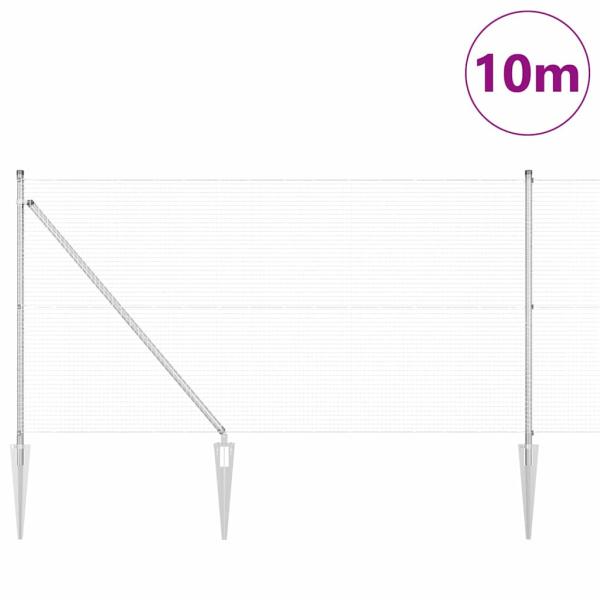 Geschweißter Drahtzaun mit 7 Spike-Posts 0,8x10 m Verzinkter Stahl