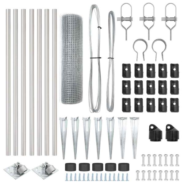 Zaunpfosten Set Set aus 2 Verzinkter Stahl 10 x 1 m Erweitbar