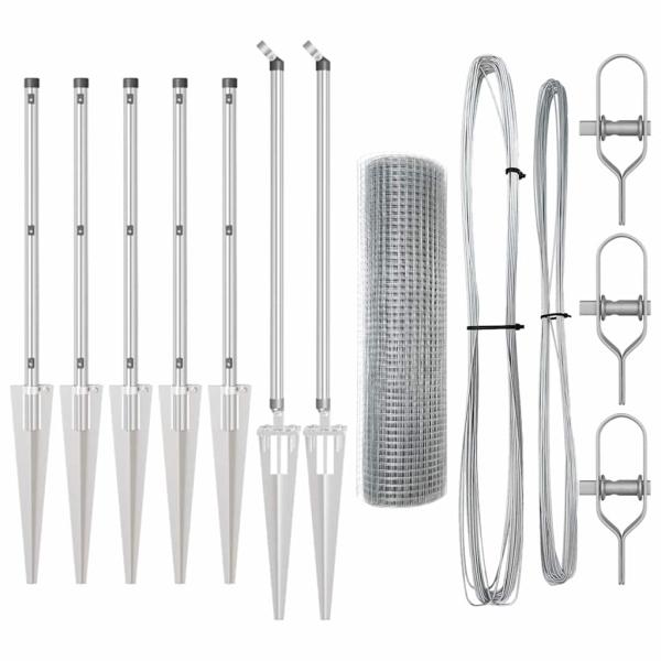 Zaunpfosten Set 10 x 1 m Set von 2 Feuerverzinkter Stahl