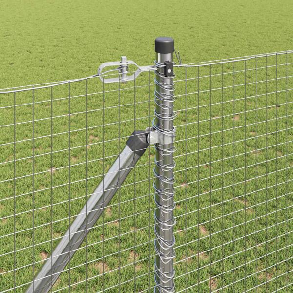 Schweißdrahtzaun mit 7 Spike-Posts 1,2x10 m Verzinkter Stahl