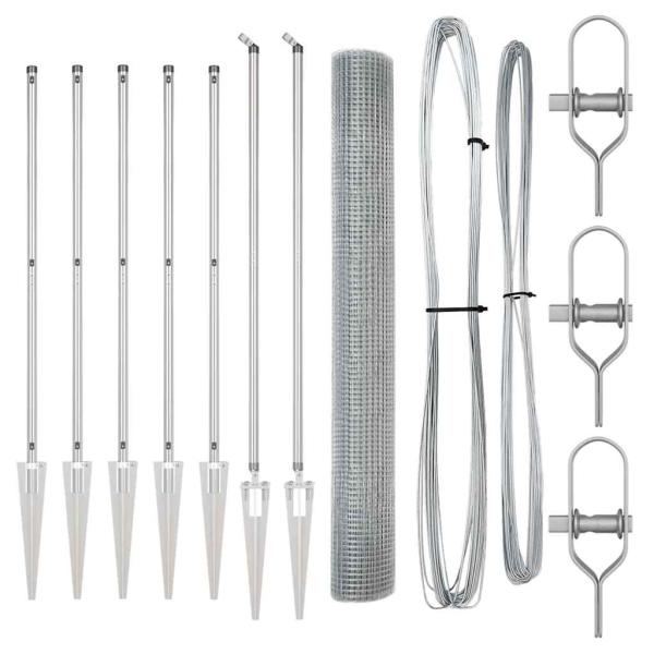 Schweißdrahtzaun mit 7 Spike-Posts 1,4 x 10 m aus galvanisiertem Stahl