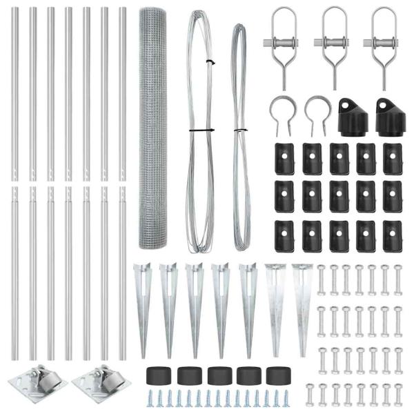 Schweißdrahtzaun mit 7 Spike-Posts 1,4 x 10 m aus galvanisiertem Stahl