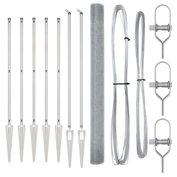 Welschorn Zaun mit 7 Spike-Pfosten 1,5x10 m Feuerverzinkter Stahl