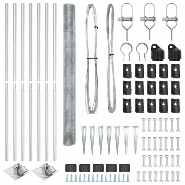 Schweißdrahtzaun mit 7 Spike-Pfosten 1,6x10 m Verzinkter Stahl