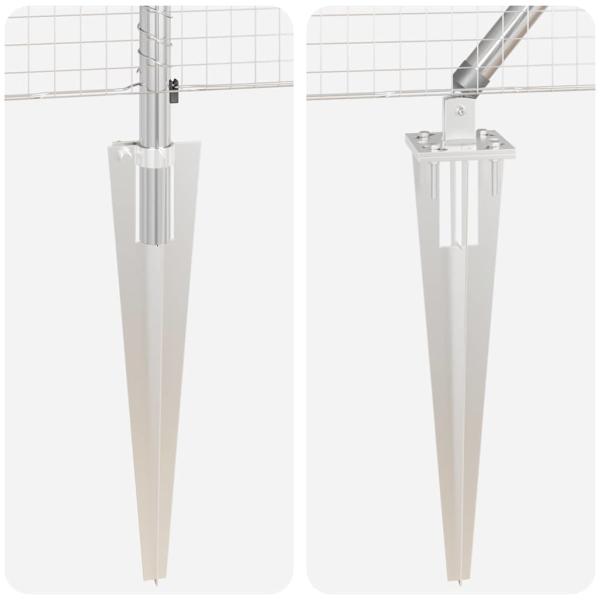 Schweißzaun mit 13 Spike-Pfosten 0,8x25 m aus vernickeltem Stahl