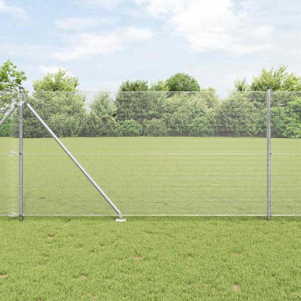 ARDEBO.de - Verzinkter Drahtzaun mit 13 Spike-Pfosten 1x25 m aus verzinktem Stahl