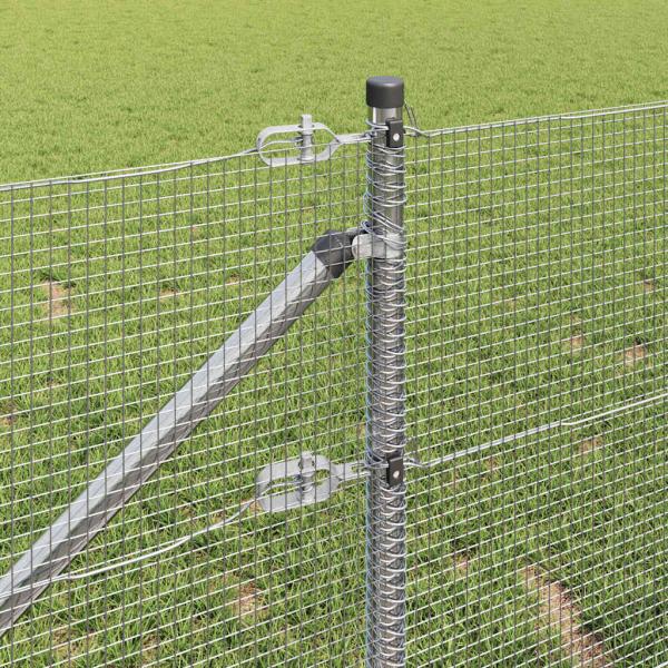 Verzinkter Drahtzaun mit 13 Spike-Pfosten 1x25 m aus verzinktem Stahl