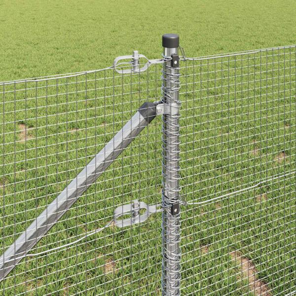 Schweißdrahtzaun mit 13 Spitzenpfosten 1x25 m Feuerverzinkter Stahl
